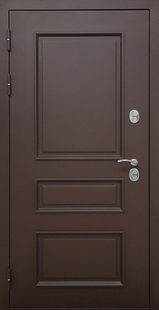 Металлофиленчатая входная дверь с порошковым напылением коричневого цвета