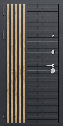 Входная дверь с черными панелями МДФ и реечным дизайном